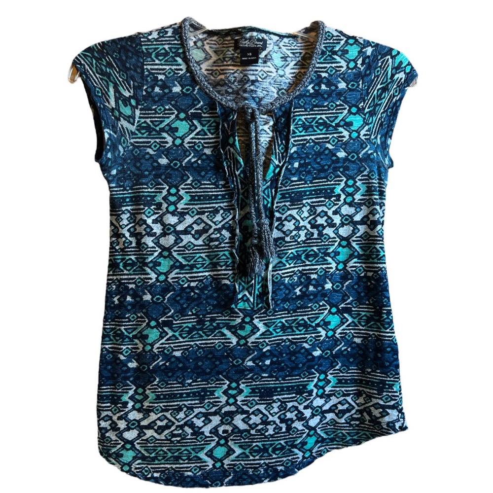 Lucky Brand blue/green/white pattern top. Size XSMALL